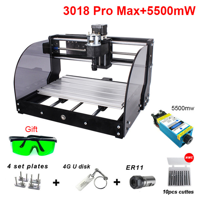 CNC 3018 Pro Max Laser Engraving Machine 3 Axis DIY Mini Wood Router 0.5-15W Woodworking Laser Engraver With Offline Controller