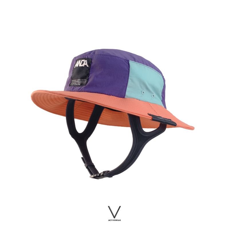 MULTI COLOR (PEACH BLUE PURPLE) V ACTIVEWEAR x ANDAMAN SURF HAT หมวกใส่เล่นเซิร์ฟ มีสายรัดคาง สีผสม พีช ม่วง มิ้น ราคา 1,290 บาท*ส่งฟรี