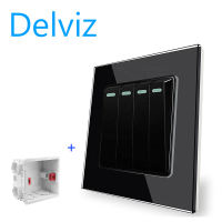 Delviz Toughened Crystal Switch Panel AC 110V~250V Square Power controllerGlass 1.2.3.4 Gang 2 Way Push Button Wall Light Switch