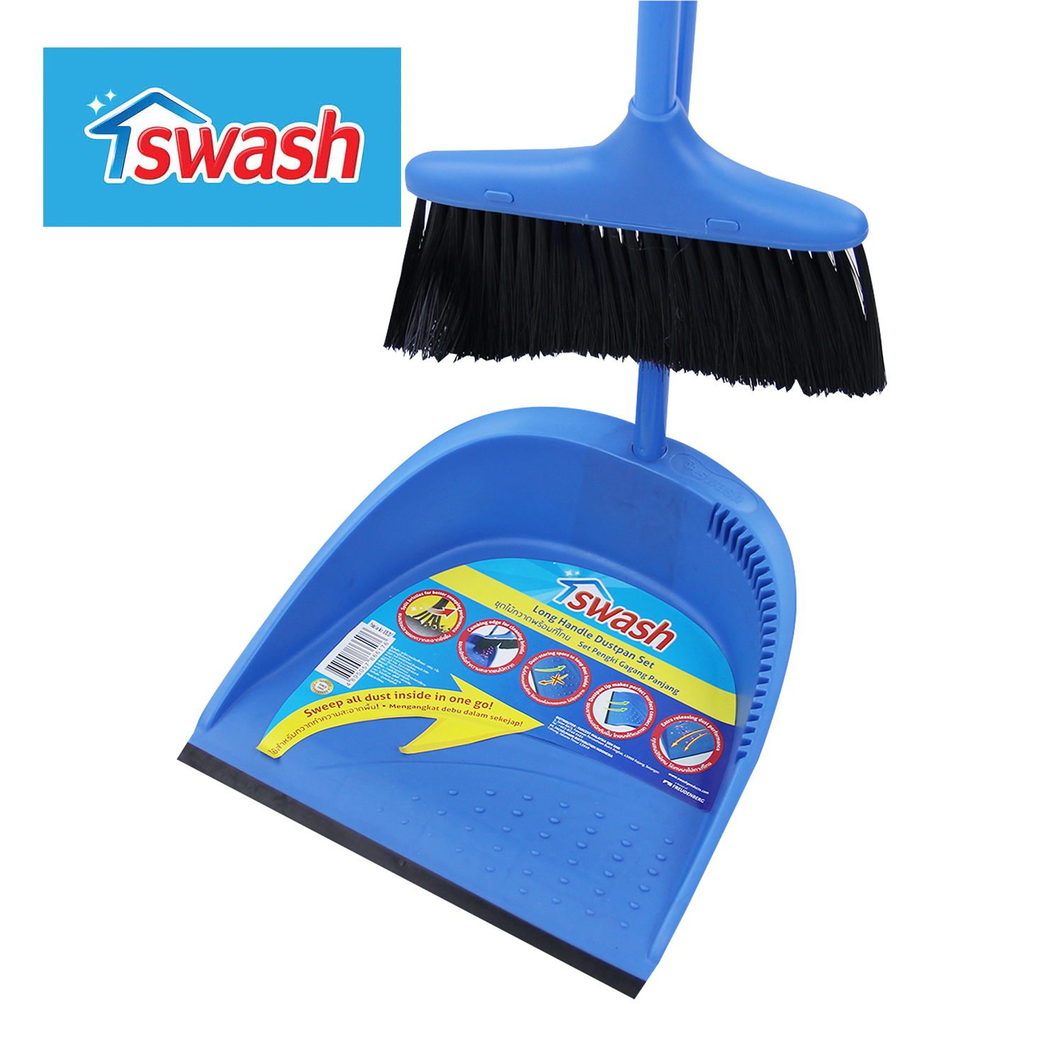 SWASH Long Handle Dustpan Set (Blue) - สวอช ชุดไม้กวาดพร้อมที่โกยผงด้ามยาว ไม้กวาด ที่โกย ที่โกยผง ที่โกยขยะ ที่ตักขยะ ราคา 249 บาท*ส่งฟรี