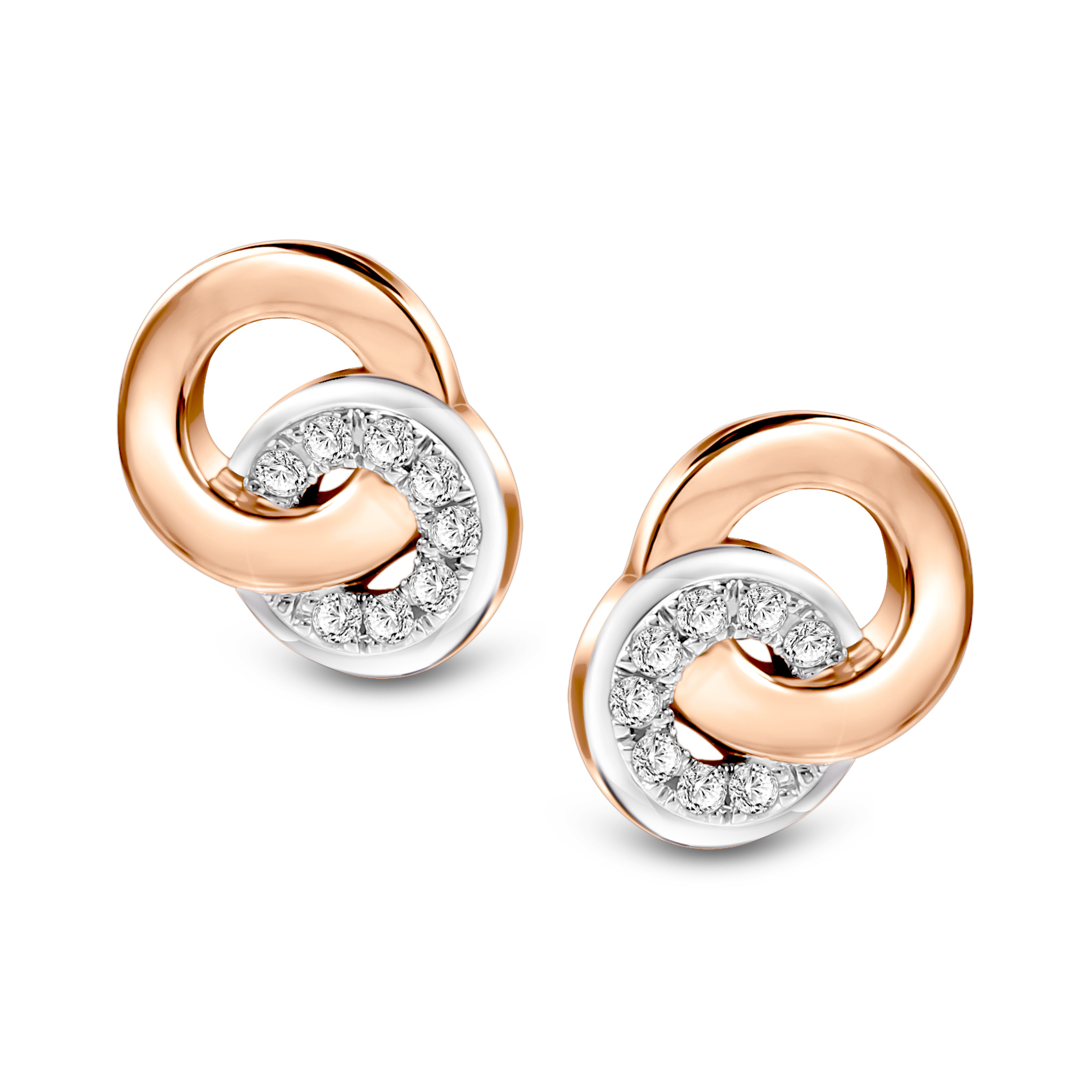 Prima Circle-Shaped Diamond Earrings (Spiral Round), 9K Case, Rose Gold Color, Product Code 991E1398-01, Sold in Pairs (2 Pieces). ราคา 8,625 บาท*ส่งฟรี