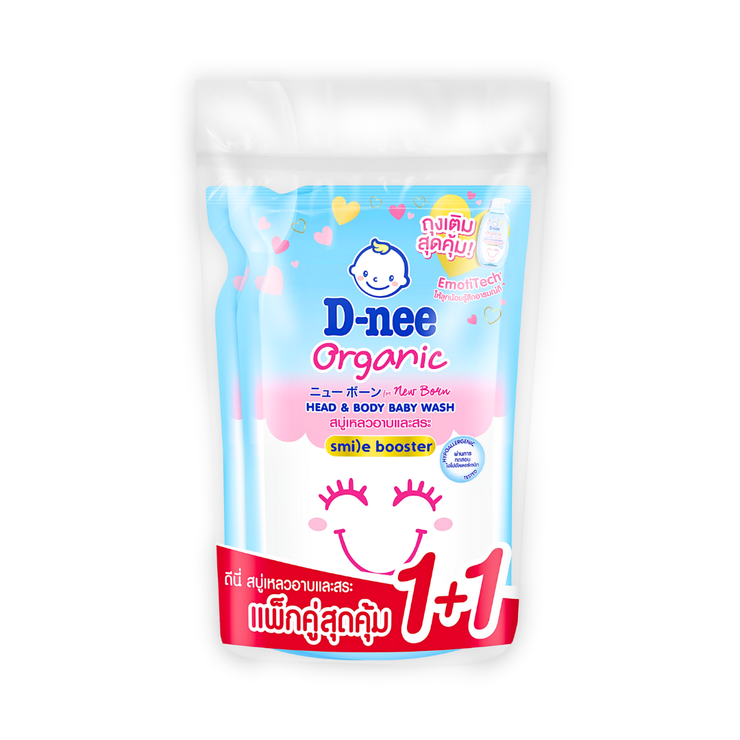 (แพ็คคู่) D-nee สบู่เหลวอาบและสระ แบบถุงเติม ดีนี่ ออร์แกนิค สบู่เหลวสูตรอ่อนโยน (350 มล.x2 ถุง) สบู่เหลวเด็ก สำหรับเด็กแรกเกิด