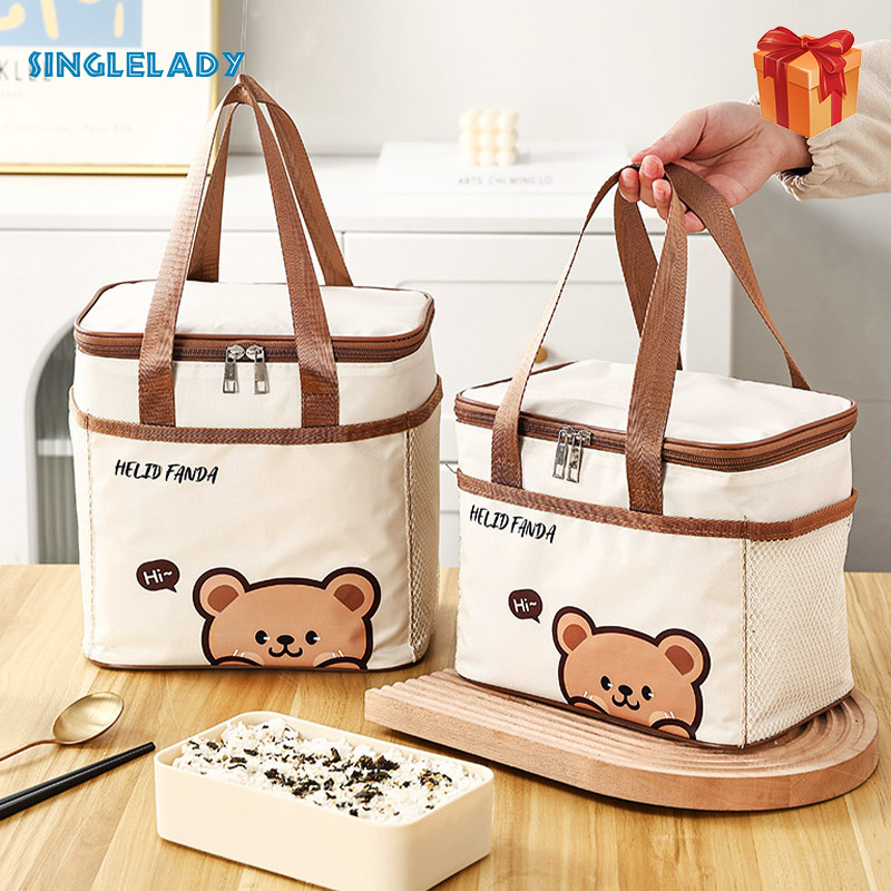 Cartoon thickened waterproof insulated bag, student office worker lunch box, bento bag, tote bag, large capacity warm aluminum foil bag ราคา 140 บาท*ส่งฟรี