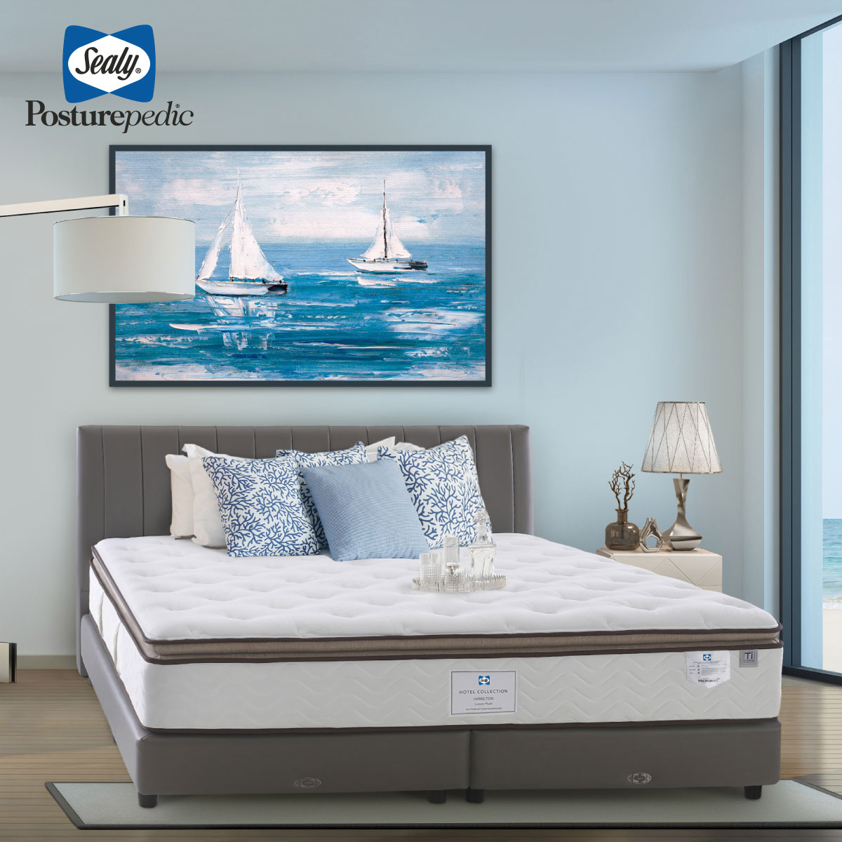 Sealy Mattress Hamilton Size 3.5 F with a premium bedding set. ราคา 38,717 บาท*ส่งฟรี