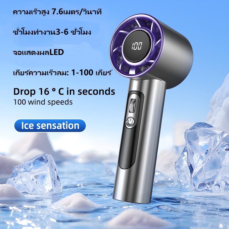 【สไตล์ใหม่】พัดลมพกพา Turbo Fan 100-Speed, USB พัดลมมือถือ Pocket Mini Fan Type-C ชาร์จเร็ว