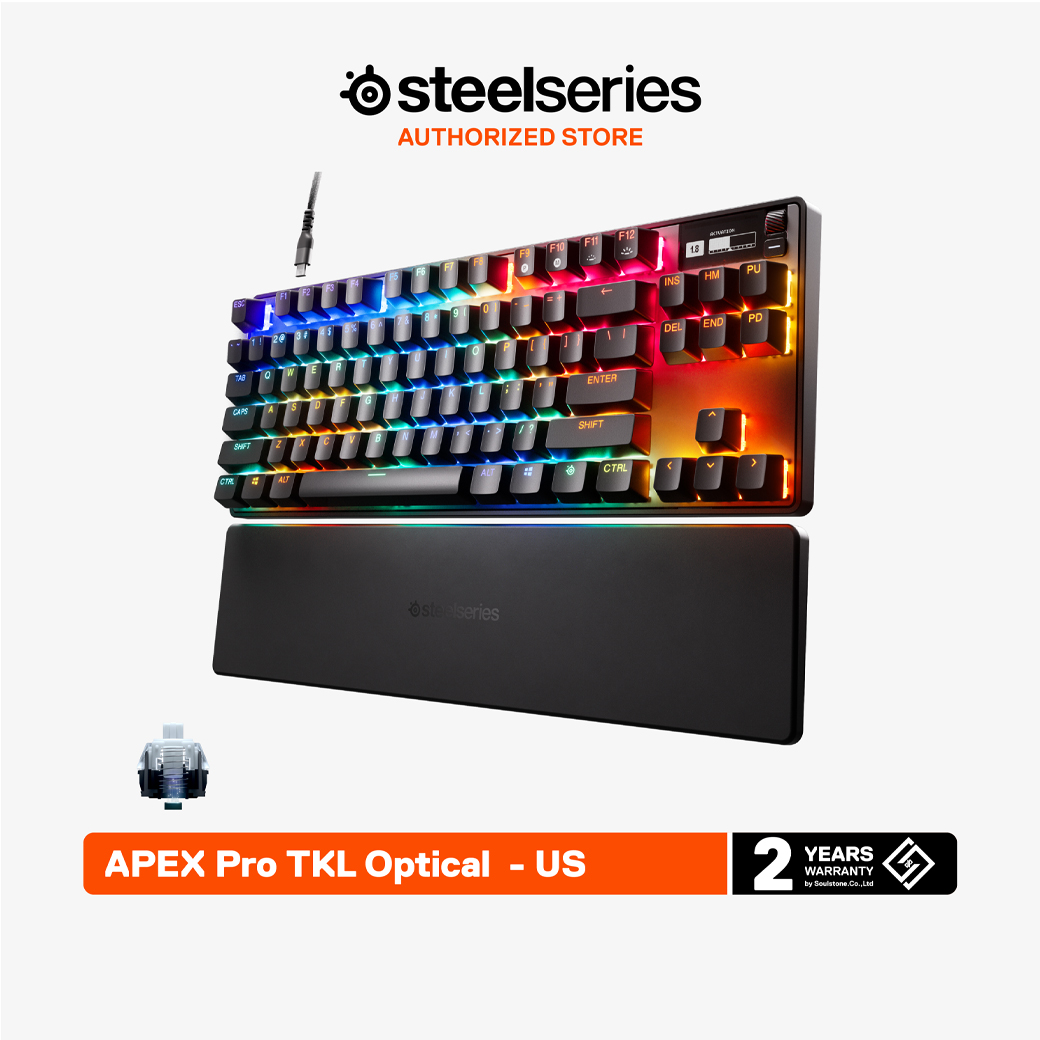 SteelSeries Apex Pro TKL Optical Gaming Keyboard คีบอร์ดเกมมิ่ง ออปติคอล Ten Key Less ไฟ RGB ปุ่ม US ราคา 9,090 บาท*ส่งฟรี