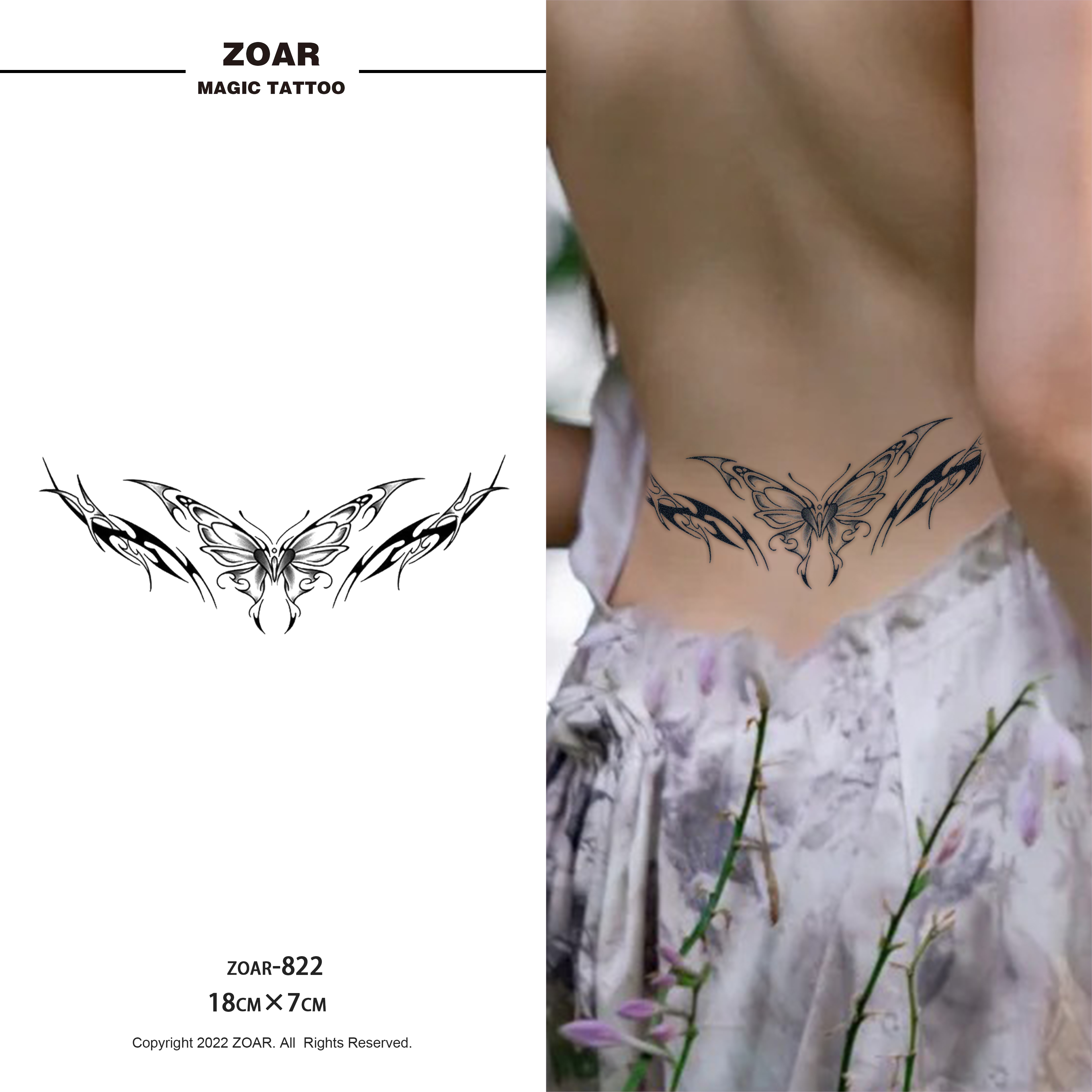 COD แทททู ZOAR L07 Magic tattooเซ็กซี่ สติ๊กเกอร์รอยสัก กันน้ำ รอยสัก ลายสัก 15 วัน สีดำ