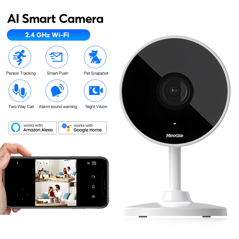 Meegoo Cctv Wifi Camera 3Mp, Hd Clarity, Controlled Via Vicohome App, Two-Way Conversation, Clear at Night, 10m. Track People and Pets. Store Files on Tf Cards & Cloud. Easy to Install. ราคา 469 บาท*ส่งฟรี