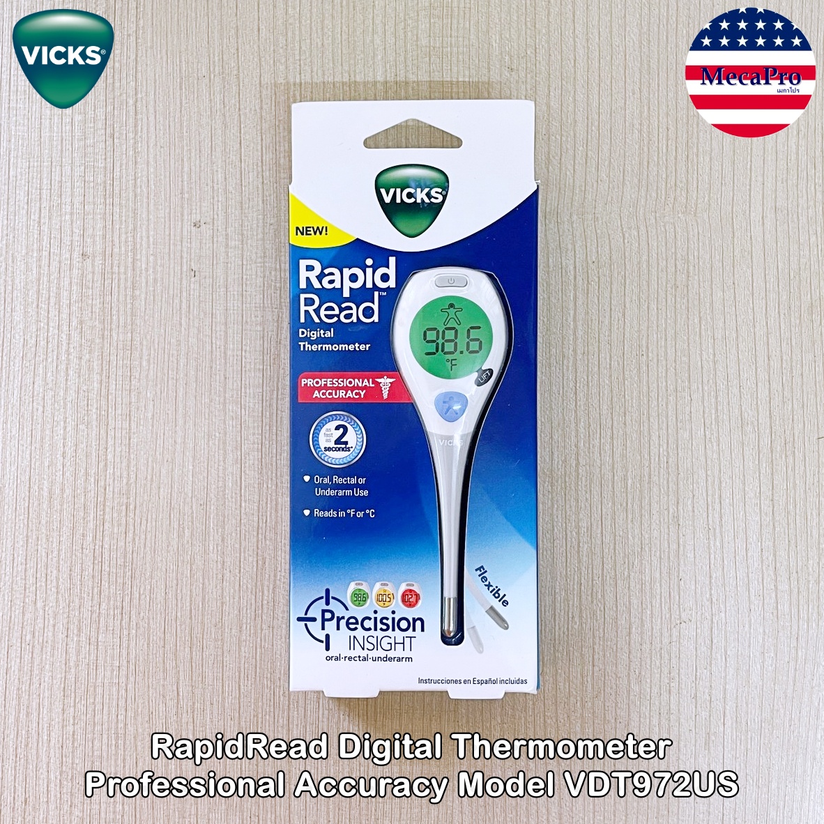 Vicks® RapidRead Digital Thermometer Professional Accuracy Model VDT972US เทอร์โมมิเตอร์ ดิจิตอล วัดอุณหภูมิ ราคา 1,095 บาท*ส่งฟรี