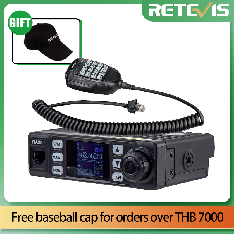 Retevis RA25 Mobile Transceiver, Dual Band Dual Monitor, 500 Channels, วิทยุ FM, 5Tone / 2Tone / DTMF, จอแสดงผล TFT 1.44 นิ้ว, วิทยุมือถือขนาดเล็ก (1 ชิ้น, สีดำ) ราคา 3,599 บาท*ส่งฟรี