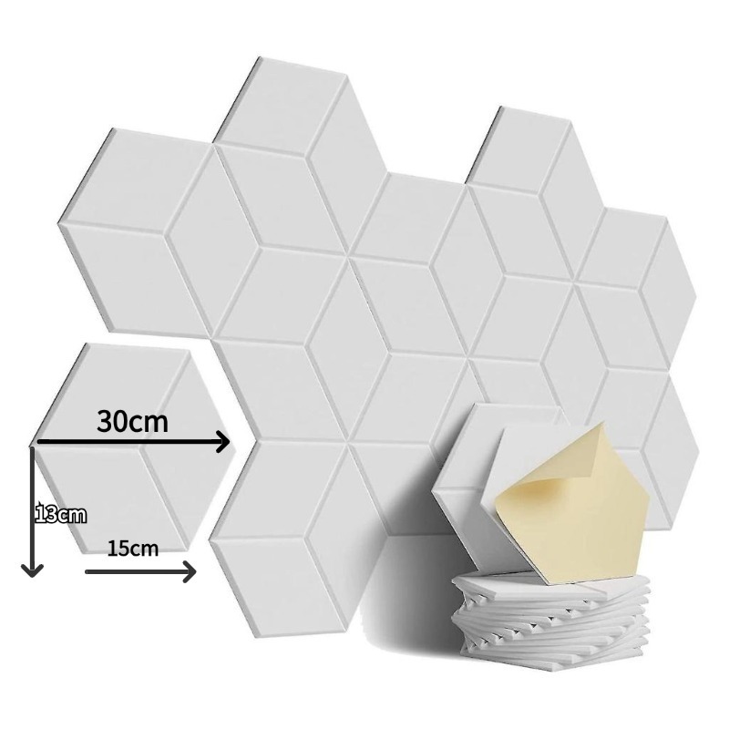 แผ่นเก็บเสียง หกเหลี่ยม 1/3/5pcs ขนาด 30x26x0.9 ซม แผงอะคูสติกฉ มีกาวในตัว สําหรับติดตกแต่งผนังบ้าน ราคา 35 บาท*ส่งฟรี