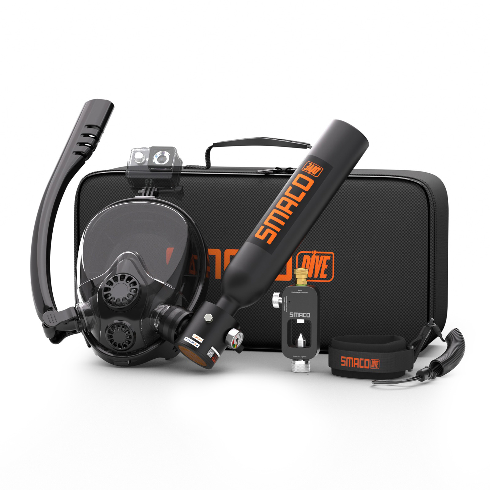 SMACO Mini Scuba Tank with Snorkel Mask 0.5L Portable Small Diving Tank with Full Face Diving Mask，Diving Cylinder Kit for Snorkeling Recreational Diving S300Plus ราคา 9,999 บาท*ส่งฟรี