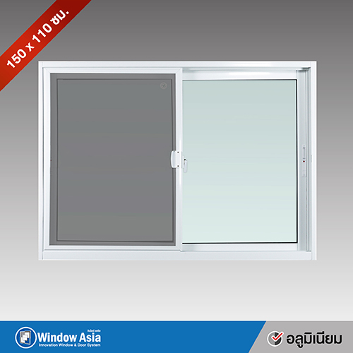 หน้าต่างบานเลื่อนอลูมิเนียม รวมมุ้ง 150(กว้าง)X110(สูง) หน้าต่างบานเลื่อน หน้าต่างสำเร็จรูป ราคา 4,640 บาท*ส่งฟรี