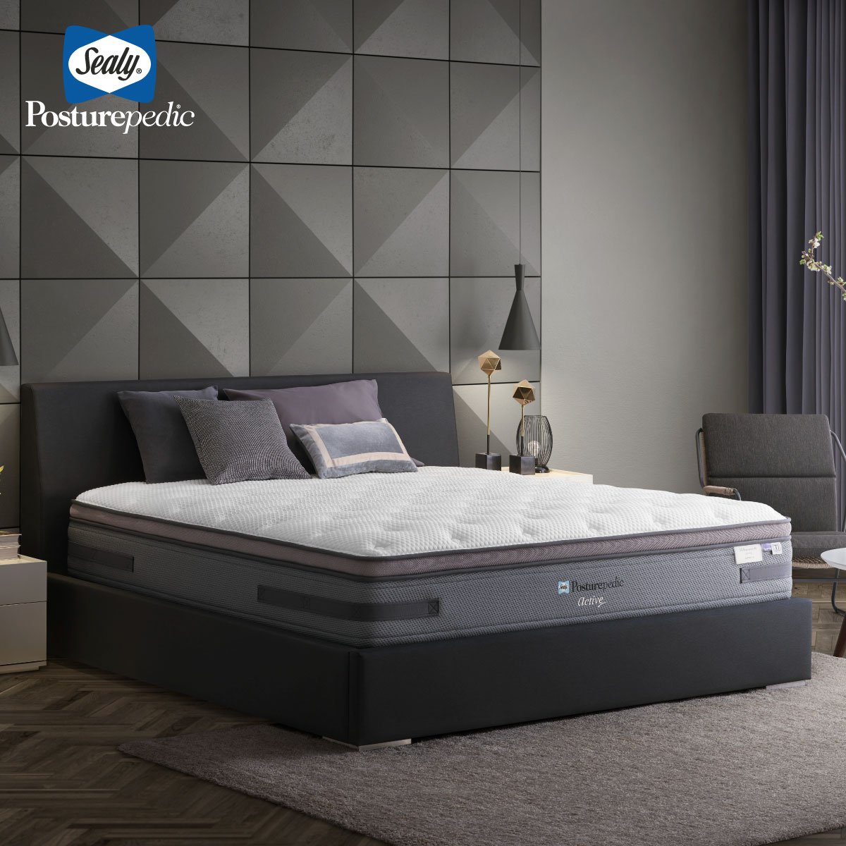 Sealy Mattress Momentum Size 6 F with a premium bedding set. ราคา 65,792 บาท*ส่งฟรี