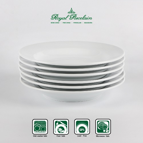 Royal Porcelain จานลึก 23.5 ซม. P0925x6 เนื้อพอร์ชเลน สีขาว แพค6ชิ้น แบรนด์รอยัล ปอร์ซเลน เซรามิค เกรดพรีเมี่ยม ราคา 675 บาท*ส่งฟรี