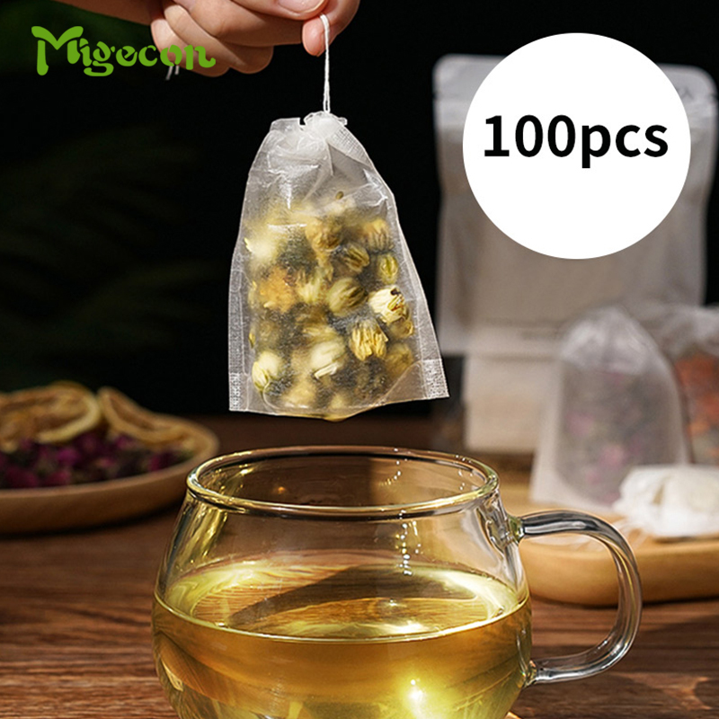 Migecon 100pcs Reusable Tea Bags Non Woven Fabric Tea Filters for Herb Coffee Soup Eco-friendly ราคา 53 บาท*ส่งฟรี
