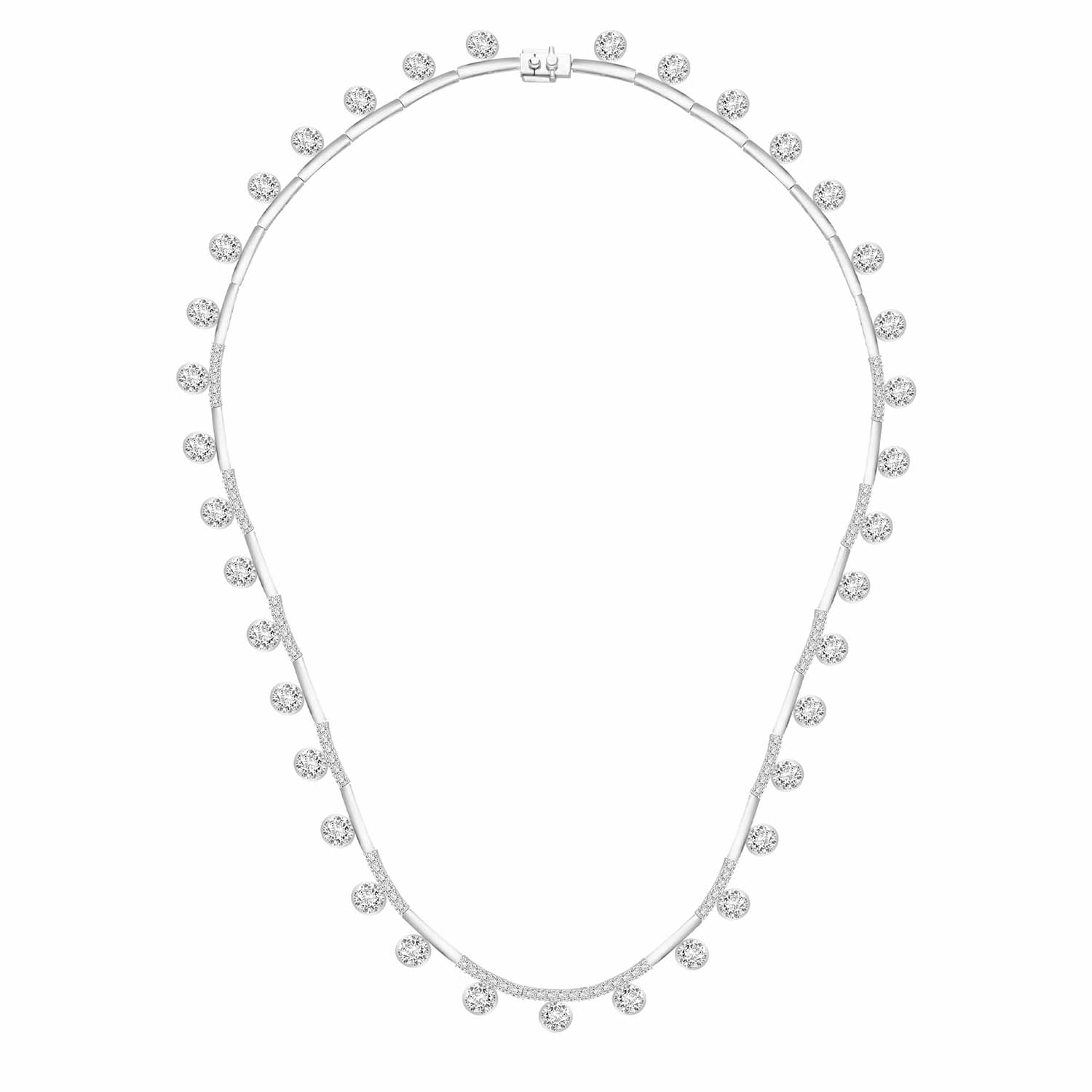 Merii Dewdrop: Silver rhodium plated with round cut CZ 16 1/2" or 18" water drop bridal chain necklace ราคา 21,900 บาท*ส่งฟรี