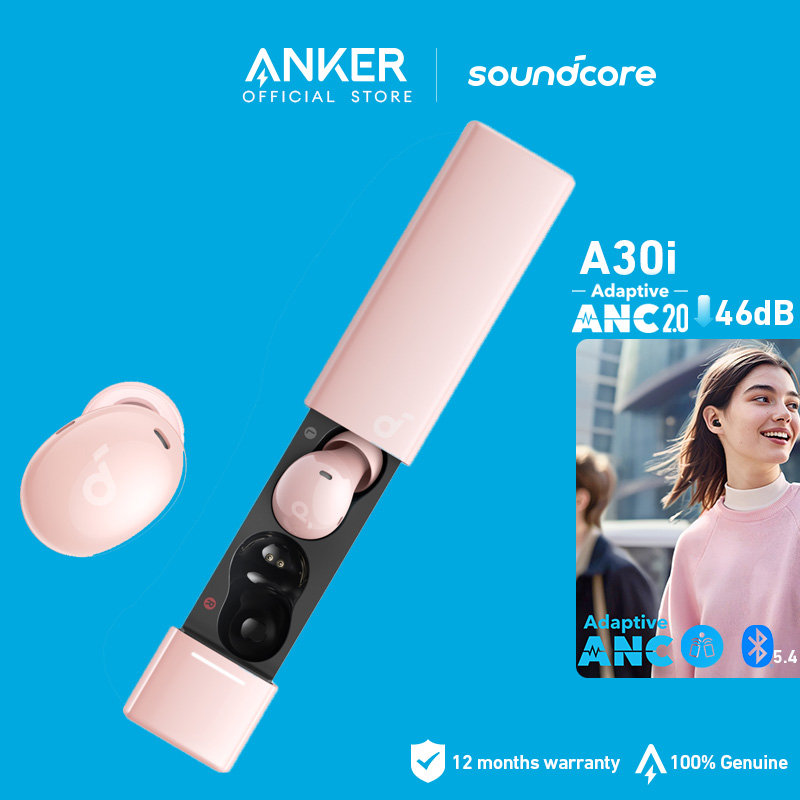 Soundcore by Anker A30i Earbuds Adaptive ANC Headsets Bluetooth 5.4 TWS 46dB Low Latency Headphone 10mm Drivers Earphone for iPhone 15 pro max Android Phone Laptop ราคา 993 บาท*ส่งฟรี