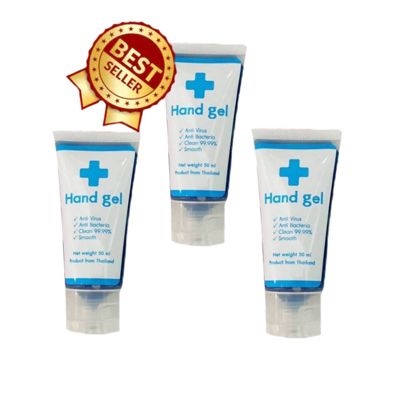 แอลกอฮอล์ 99.99% Hand gel เจลสำหรับทำความสะอาด ป้องกันเชื้อโรค แบคทีเรียต่างๆ ขนาด 50 ml (3 ชิ้น)