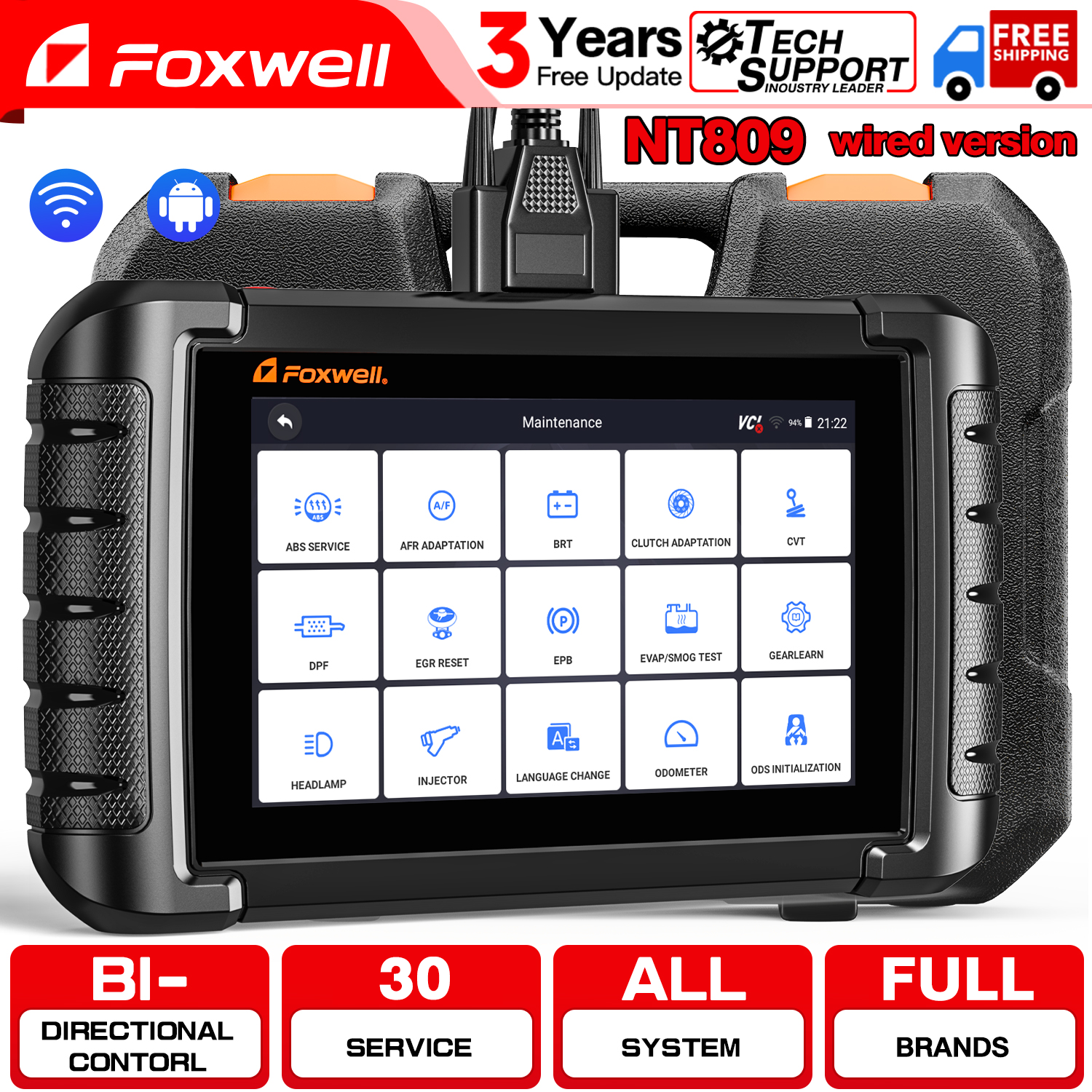 Foxwell Nt809 Obd2 Scanner Full System Diagnostic Tool 30+Reset All System Bidirectional Scan Tool for All Vehicles Supports Can-Fd, Fca Autoauth Odb2 Thai Scanner Wired Scanner ราคา 13,440 บาท*ส่งฟรี