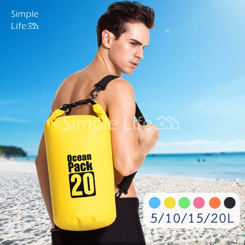 ภาพหน้าปกสินค้ามีให้เลือก 6 สี กระเป๋ากันน้ำ ถุงกันน้ำ ถุงทะเล Waterproof Bag Ocean Pack ความจุ 5 ลิตร/10 ลิตร/15 ลิตร/20 ลิตร