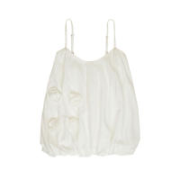 SLYQ ROSE BALLOON LINEN SINGLET TOP เสื้อสายเดี่ยวทรงบอลลูนแต่งดอกกุหลาบ