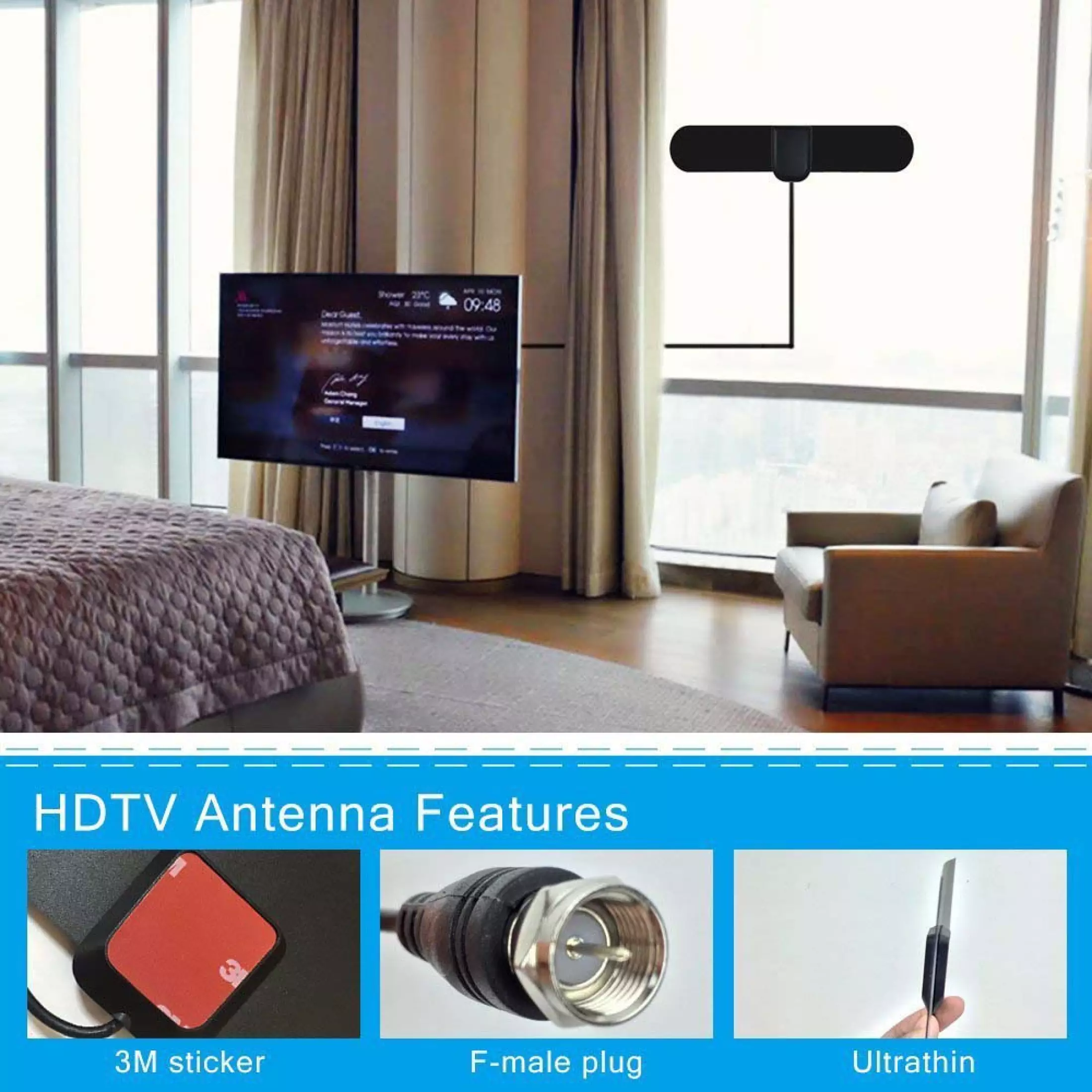 คำอธิบายเพิ่มเติมเกี่ยวกับ MEKKE เสาอากาศ เสาอากาศทีวี เสาอากาศดิจิตอลทีวี เสาอากาศทีวีดิจิตอล Antennas HD 1080P Digital TV Antenna เสารับสัญญาณดิจิตอล Indoor Powerful HD TV Amplifier Signal Booster