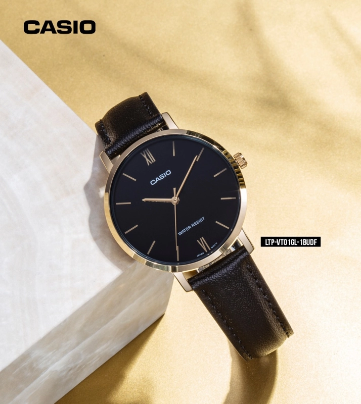 ราคาและรีวิวWin Watch shop นาฬิกา Casio รุ่น LTP-VT01GL-1B นาฬิกาผู้หญิง สายหนังสีดำ ขอบหน้าปัดทอง 100% รับประกันสินค้า 1 ปีเต็ม