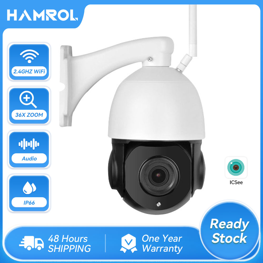 Hamrol 5MP WiFi PTZ Camera Outdoor 36XOptical Zoom IR Night Vision Two-way Audio CCTV Security Camera ราคา 3,890 บาท*ส่งฟรี