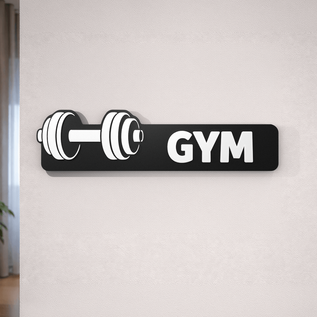 Minimalist 3D Gym Sign with Dumbbell Symbol. Attach It to the Gym Room. ราคา 89 บาท*ส่งฟรี
