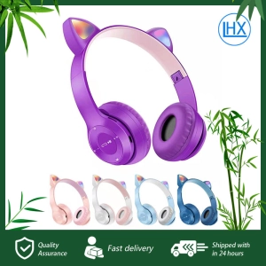 สินค้า หูฟังครอบห M6 CAT EAR Stereo Headset แฟลชน่ารักแมวหูหูฟังไร้สายบลูทูธพร้อมไมโครโฟนสามารถ LED เด็กสาวสเตอริโอหมวกนิรภัยชุดหูฟังโทรศัพท์ของขวัญ