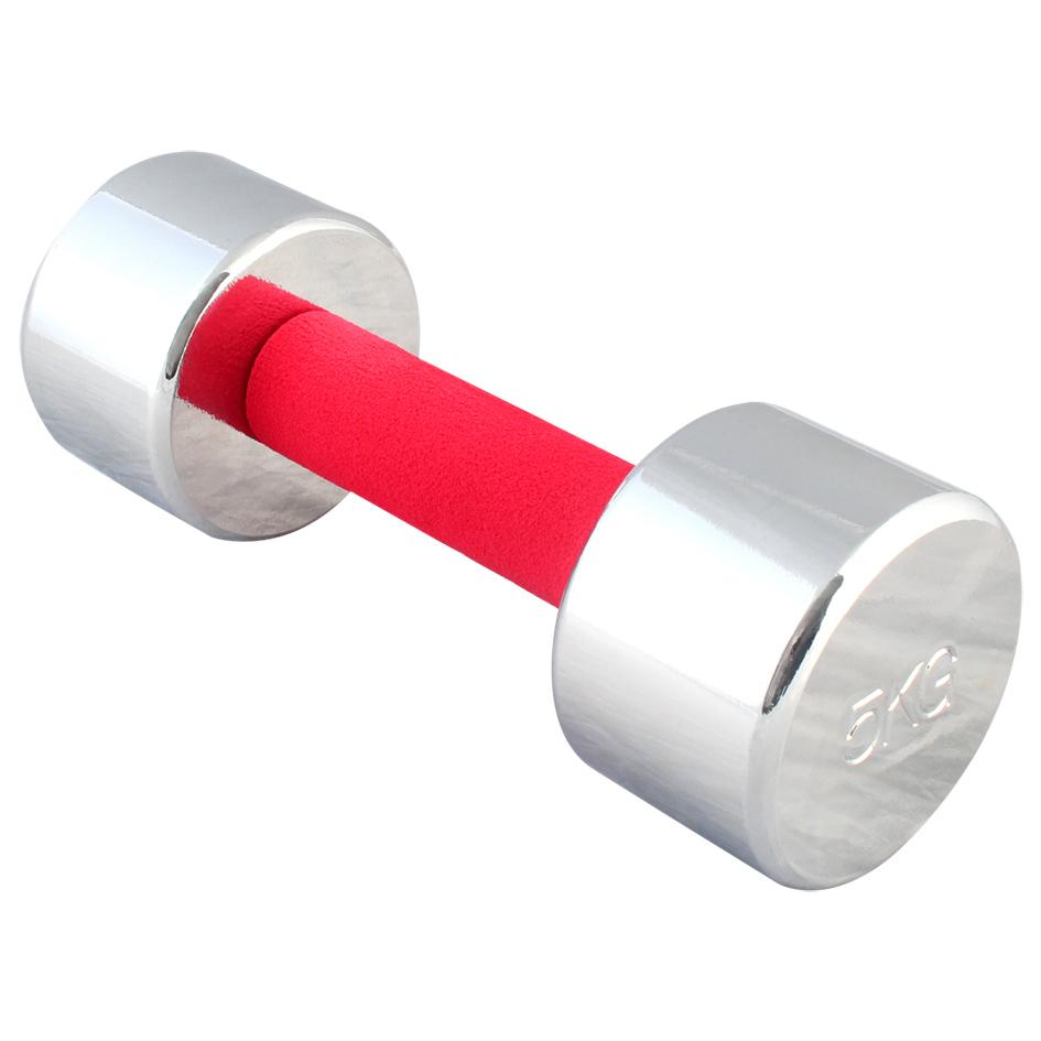 SPORTLAND ดัมเบล ด้ามโฟม Chromed Dumbbell Red Handle 5 KG 1 ชิ้น