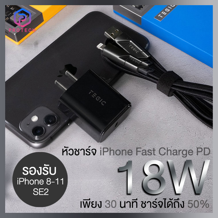 ProTech หัวชาร์จเร็ว Charger 18W  Fast Charge ชาร์จเร็ว หัวชาร์จของแท้ ขนาดเล็ก iPhone / Samsung / Notebook / Switch Tablet TEGIC