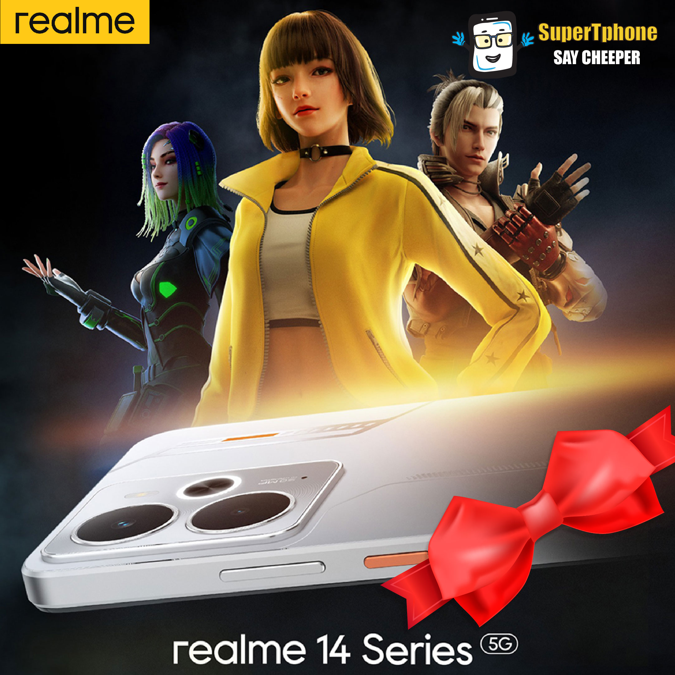 Realme 14 รุ่น 5G (12+512B)ด้วยชิป Snapdragon6 Gen4 l เกมมิ่งสมาร์ทโฟน ราคา 12,159 บาท*ส่งฟรี