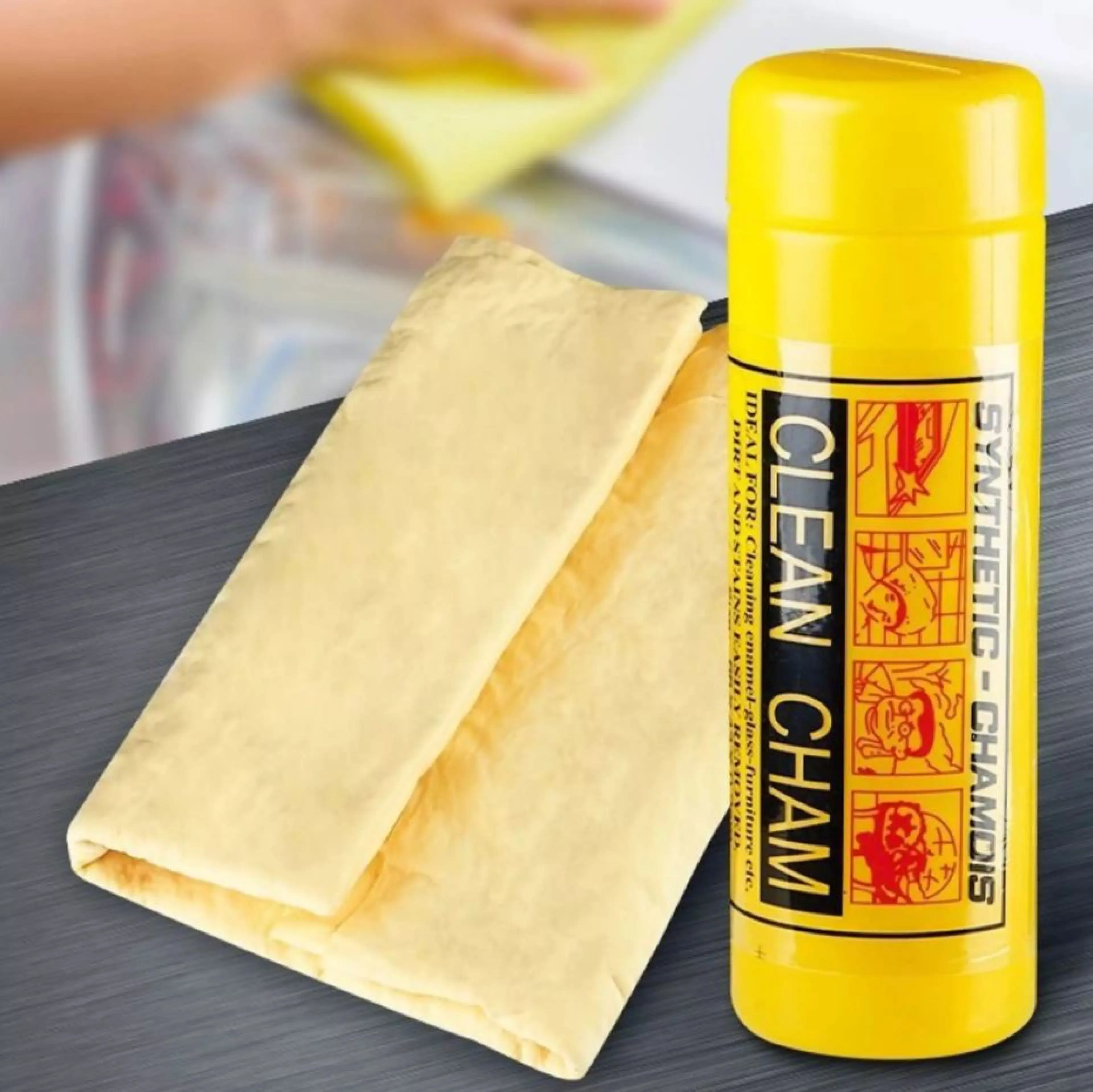 ผ้าชามัวร์ ซับน้ำได้ดี ผ้าเช็ดอเนกประสงค์ CLEAN CHAM ผ้าเช็ดรถ ผ้าเช็ดครัว ผ้านาโนซับน้ำ ขนาด 43X32 Cm. A6950266583 #