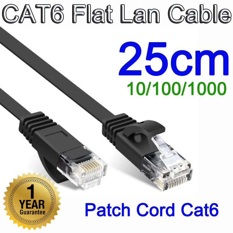 สายแลน CAT6 แบบแบน สีดำ จำนวน 1 เส้น 15cm 25cm 50cm 1m 2m Cable CAT6 Flat UTP Ethernet Network Cable RJ45 Patch LAN cable Black color