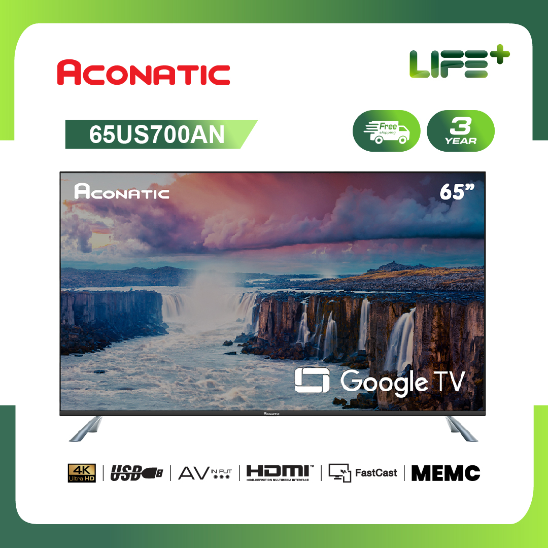 ACONATIC LED Google TV 4K รุ่น 65US700AN สมาร์ททีวี ขนาด 65 นิ้ว Google TV ราคา 16,490 บาท*ส่งฟรี