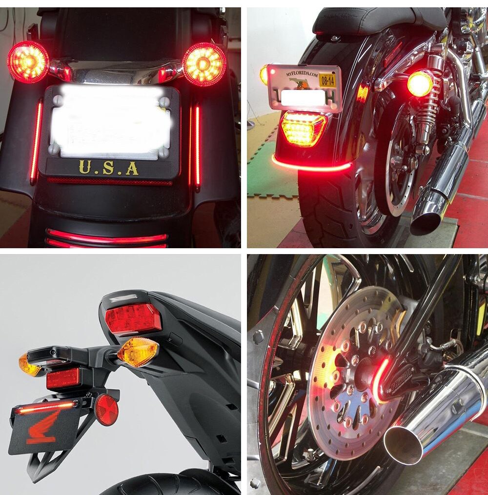 2x Flexible Motorcycle ATV Tail Light – 48LED Brake/Running/Turn Signal Strip