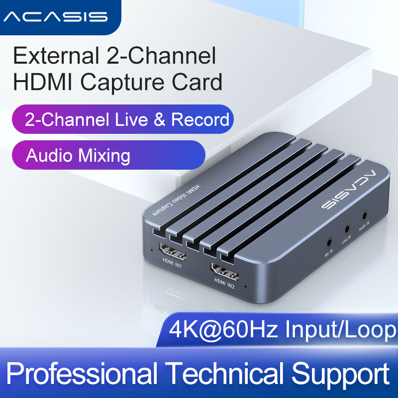 ACASIS 4K60HZ HDMI dual-channel capture และแสดงผล USB3.0 external capture card 4K60HZ สําหรับการบันทึกเกมคอนโซลและสตรีมสดประเภทต่างๆ ราคา 6,308 บาท*ส่งฟรี