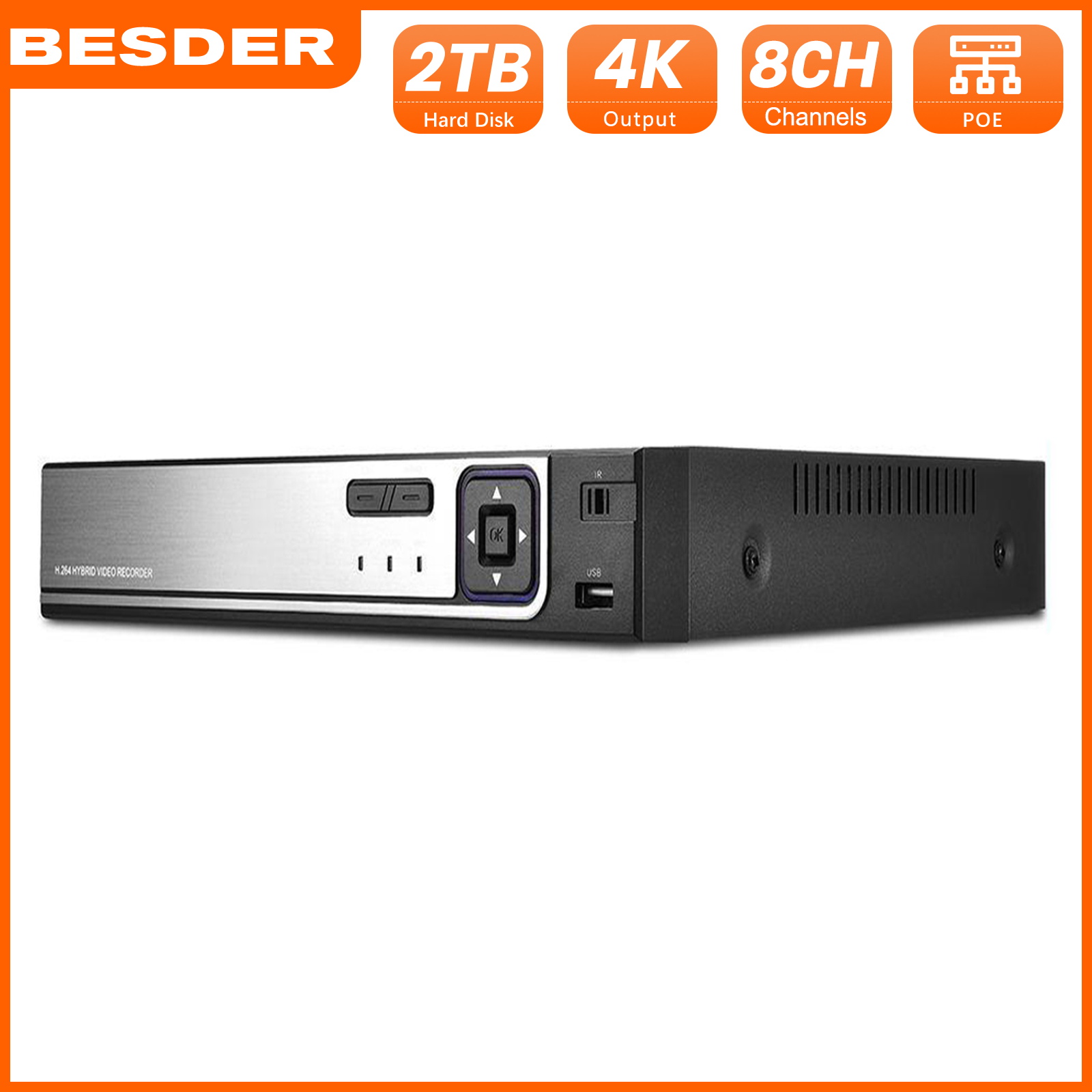 BESDER 8CH 8MP กล้องวงจรปิดความปลอดภัย Mini POE NVR H265 Face Detection P2P Human Detection Onvif 8CH Mini NVR กล้องวงจรปิดเครื่องบันทึก ราคา 2,287 บาท*ส่งฟรี