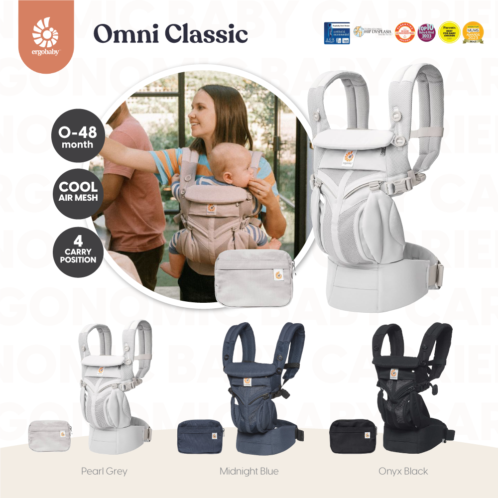 Ergobaby Baby Carrier, Omni Classic Model (Omni 360) for 0-48 Months, Classic Model, Adjustable in 4 Positions, Reduces Back Pain, Distributes Weight Well, Has 1 Year Warranty. ราคา 10,850 บาท*ส่งฟรี