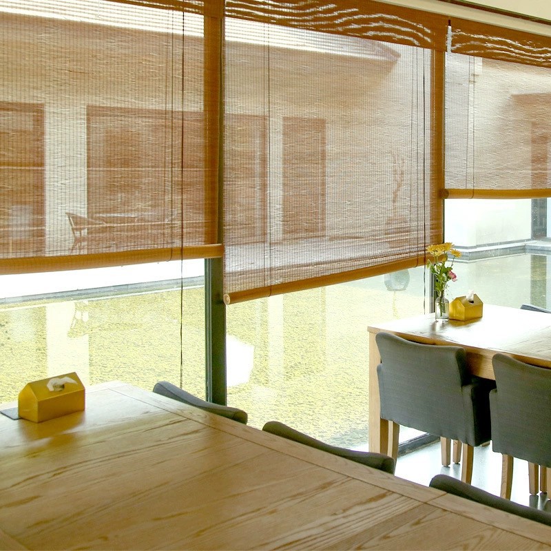 มู่ลี่  Bamboo blinds, sunshades, natural color with reel and rope set, in many sizes. ราคาพิเศษ