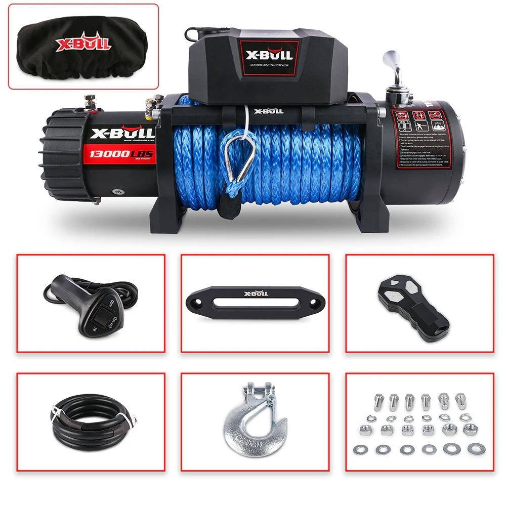 รุ่นใหม่ล่าสุด! วินซ์ไฟฟ้า รอกไฟฟ้า X-Bull Electric Winch 12000-13000 lbs 12V เชือกฟ้า ยาว 26m กันน้ำ IP67 รับประกัน 1 ปี ราคา 18,390 บาท*ส่งฟรี