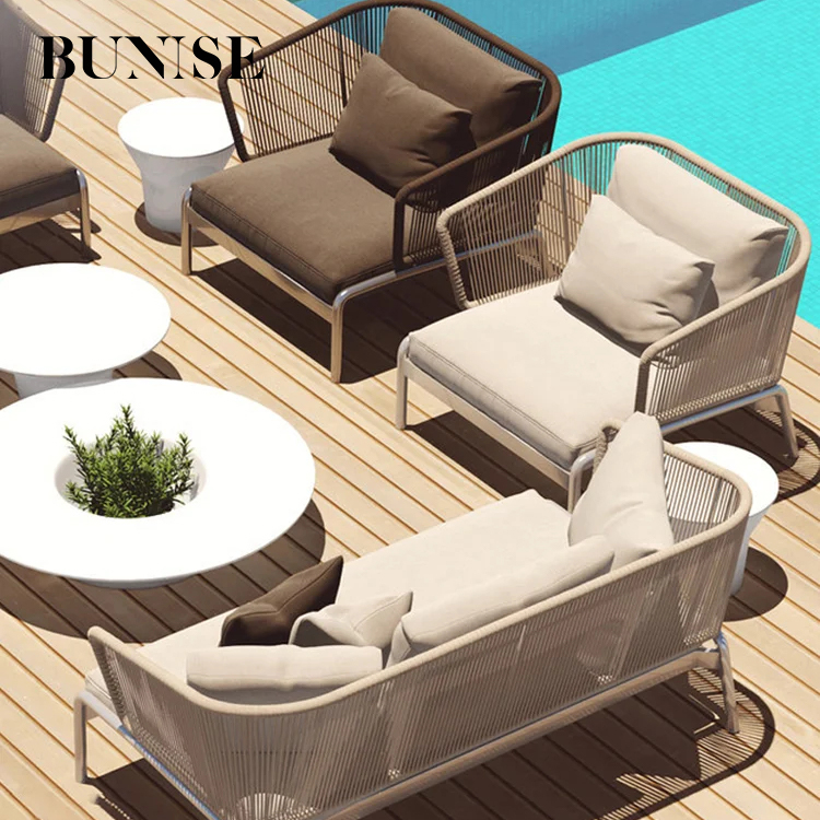 Bunise Icarus Scandinavian Outdoor Sofa,For Balcony Terrace Hotel,Double Sofa Woven Rattan Leisure Sofa Waterproof Rattan Chair Furniture ราคา 9,141 บาท*ส่งฟรี