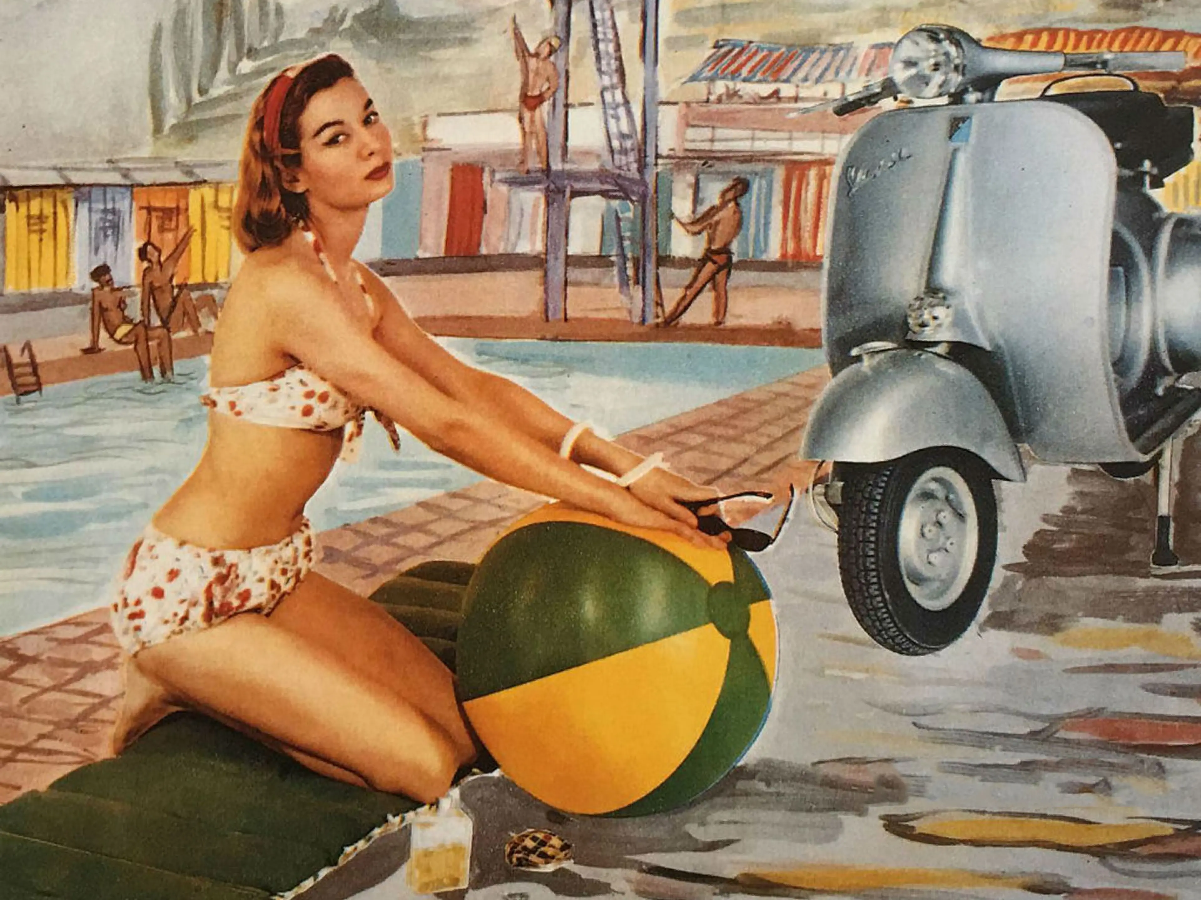 โปสเตอร์ Vespa Classic เวสป้า วินเทจ Poster โปสเตอร์ติดผนัง ของแต่งบ้าน แต่งห้องนอน 77poster