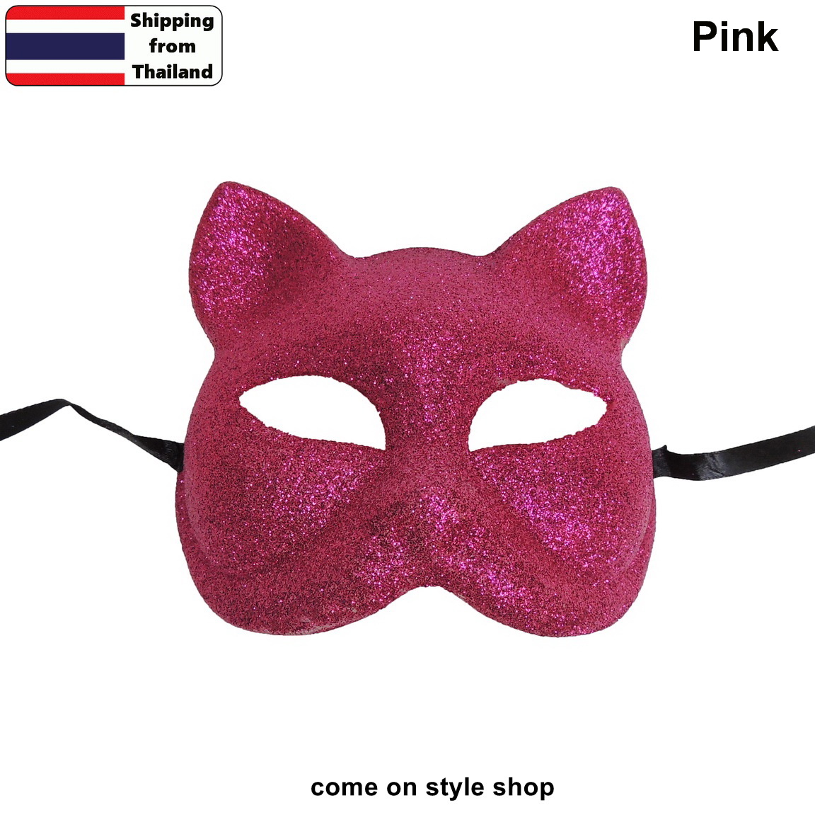 come on style shop หน้ากากแมวเหมียวเซ็กซี่ครึ่งหน้า ประดับกากเพชร หน้ากากแมวแฟนซี ออกงาน ปาร์ตี้ การแสดง