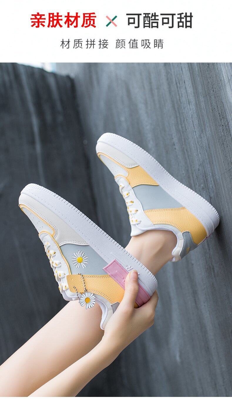 Pioneer Store 2022 mới giày thể thao daisy nhỏ thoáng khí của phụ nữ Hồng Kông phong cách macaron giản dị giày trắng 10