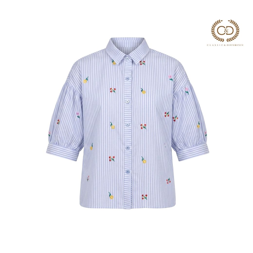 C&D Woman's Blouse Komohana Stripe Blue, Women's Short-Sleeved Shirt, Blue, Cc7Dbu ราคา 1,990 บาท*ส่งฟรี
