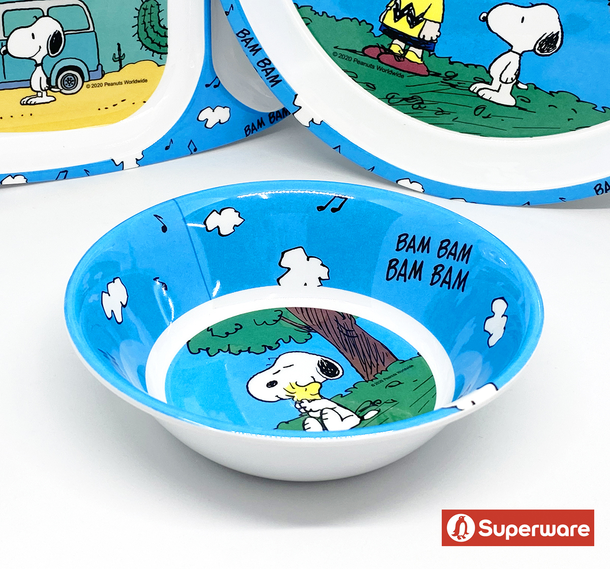 [ขายแยกชิ้น] Snoopy BamBam จานหลุมเด็ก ช้อนส้อม แก้วน้ำเมลามีน ศรีไทยซุปเปอร์แวร์ / 1 ชิ้น