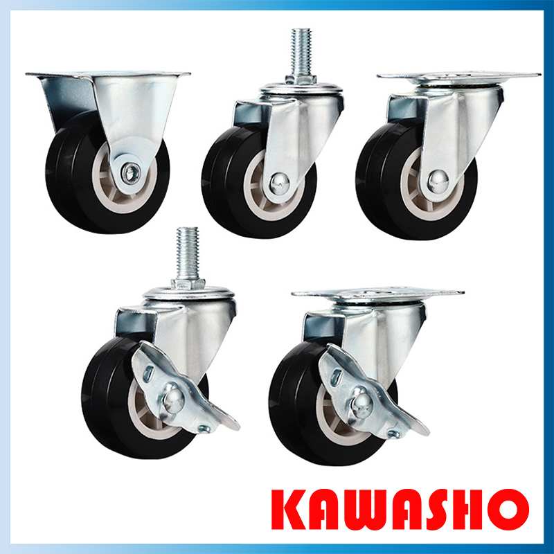 ล้อ PP สีดำ 1 1/2 นิ้ว, 2 นิ้ว และ 2-1/2 นิ้ว สีขาว มินิ M8(7.71mm) , M10(9.65mm) ล้อรถเข็น ล้อชั้นวางของ *ราคาต่อลูก* ราคา 10 บาท*ส่งฟรี